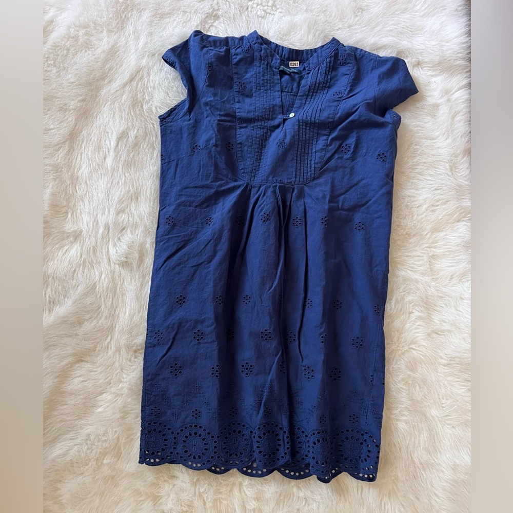 Cottonworld  sz m women's Navy short sleeve eyelet dress 0283